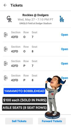 May 27 7:10 pm Dodgers vs Rockies