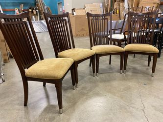 Vintage Cherry Finish Wooden Dining Chairs with High Profile Spindle Backs (Set of 4)