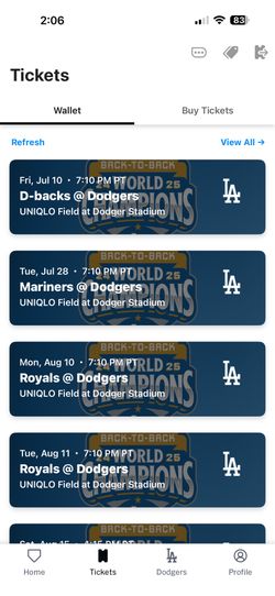 Dodgers tickets for today game 7/10/26