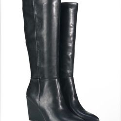 Madden Girl Women's Ediit Black Knee High Wedge Boot Size 6.5 NEW
