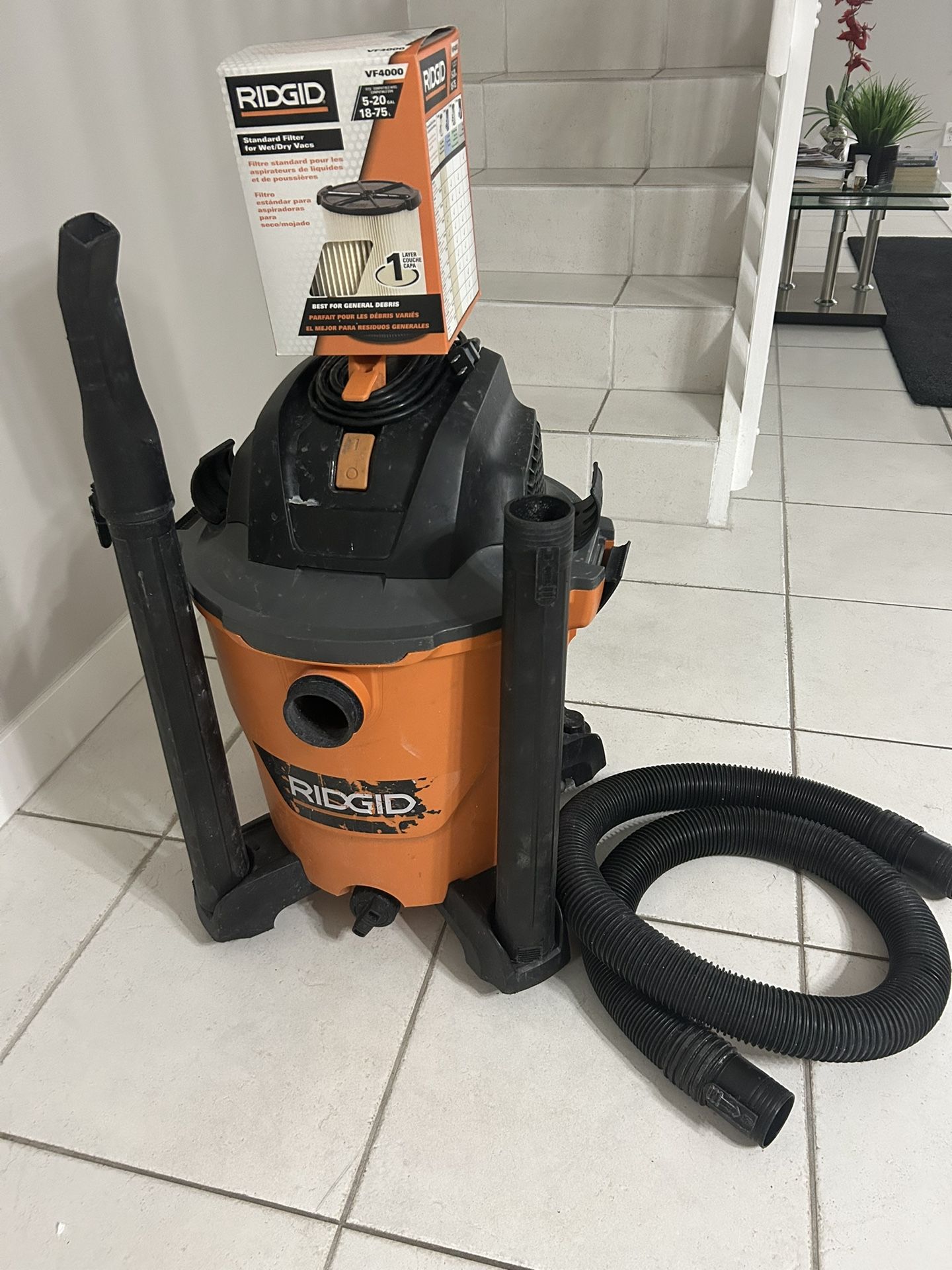 RIDGID 12-Gallon Wet/Dry Shop Vac + New Filter