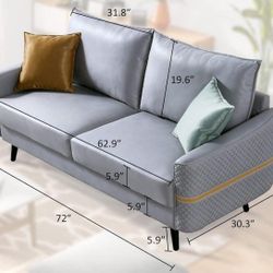 Couch/Loveseat Sofa Mid-Century Modern 72 Inch