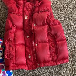 2 Winter Vest Red And White 5t