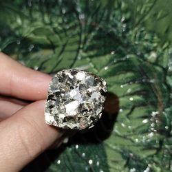 Square Pyrite Stone Nugget Ring Sterling Silver 925