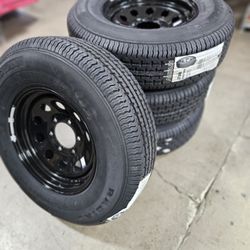 New 225/75R15 Trailer Tire Wheel 15" With 6 Lug With 6x5.5 Bolt Pattern Assembled Mounted 225-75-15