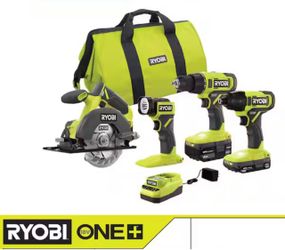 ONE+ 18V Cordless 4-Tool Combo Kit with Compact Battery, 4.0 Ah Battery, and Charger