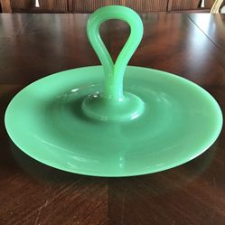 Vintage Fenton Jade Green Serving Tray 