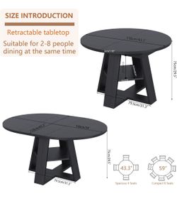 Extendable Black Round Table