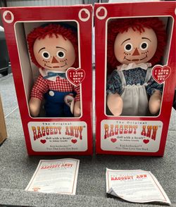Raggedy Ann & Raggedy Andy Pancake Face Dolls