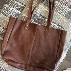 Brown leather tote