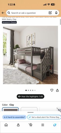 Twin over twin bunk bed with stair case