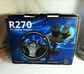 R270 Racing Steering Wheel with Pedals and Hand Brake