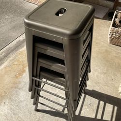 Metal Barstools Stackable - Set Of Four (4)
