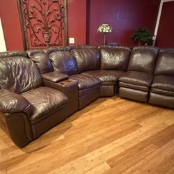 Leather Sectional Brown Sofa