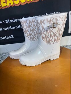 Michael Kors Women’s White Logo Rain Boots Size 10