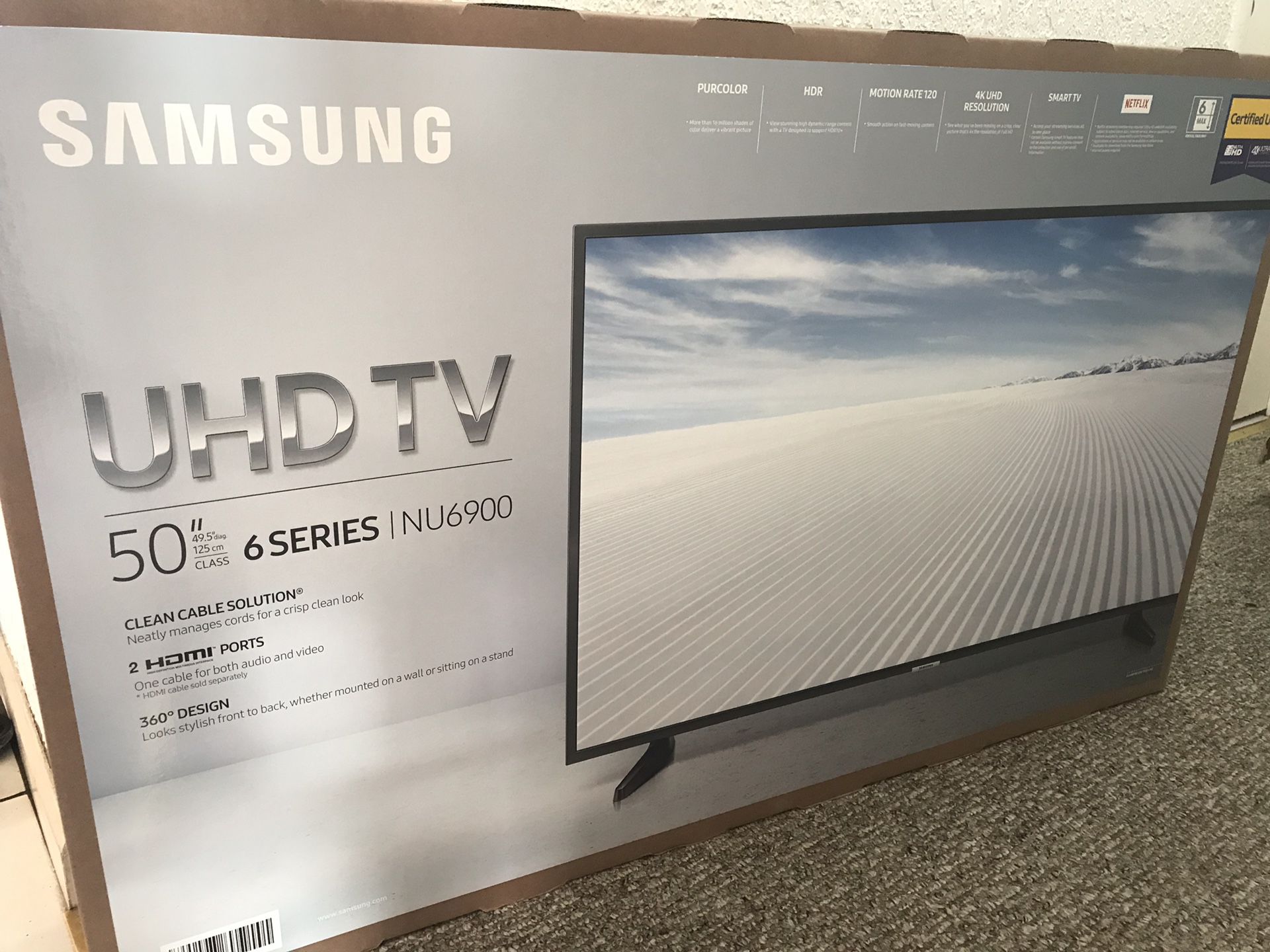 NEW IN BOX SAMSUNG NU6900 50 INCH UHD SMART TV