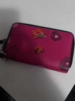 Pink floral coach wallet