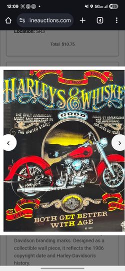 Vintage Harley Davidson Framed Glass Sign