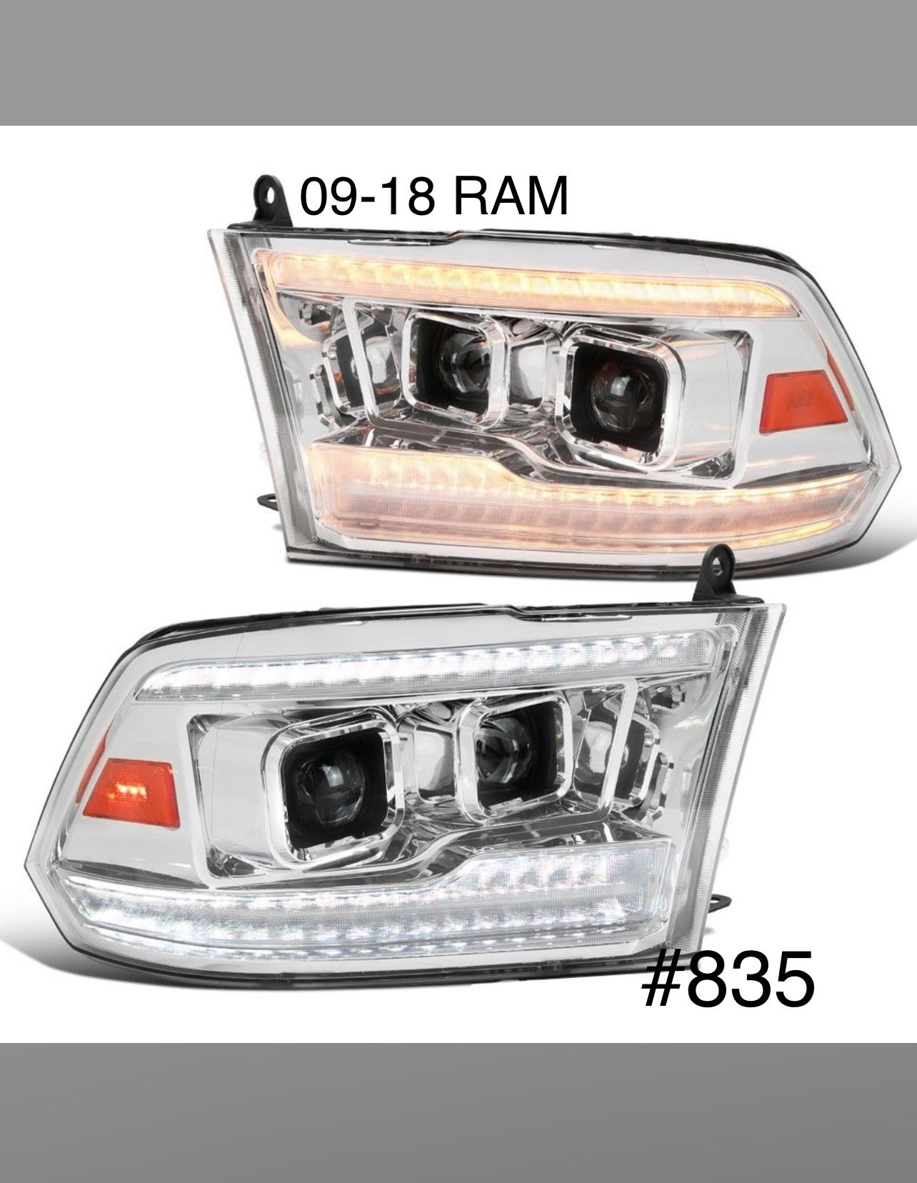 2009 TO 2018 Dodge RAM 1500 / 2500 / 3500 Ram Projector Headlights Switchbacks