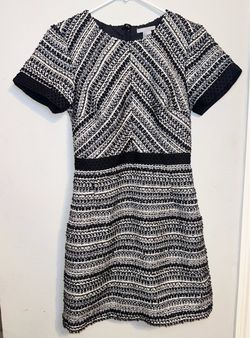 Black and White Textured Tweed Dress
