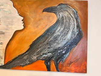 Original oil acrylic painting 24x48” Signed