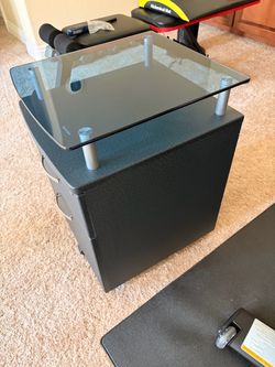 Dark Blue Storage Cabinet with Glass Top $85 OBO