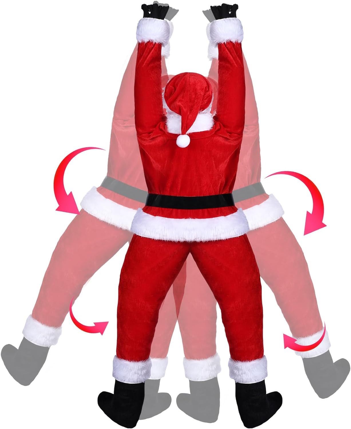 59 Inch Electric Outdoor Santa Claus Hanging Roof Christmas Decor Remote Control Life Size Santa Xmas Swinging Climbing Hanging Ornament Tree Porch Ya