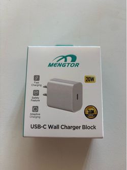 Mengtor branded charger is a 20W USB-C wall power adapter featuring fast charging capabilities.