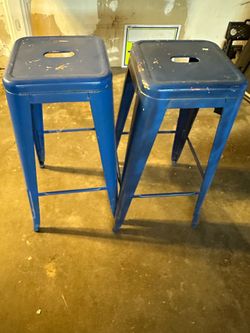 Blue Metal Bar Stools – Set of 2