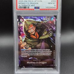 2025 One Piece OP12 Monkey D. Dragon #094 Alternate Art PSA 10 GEM MINT