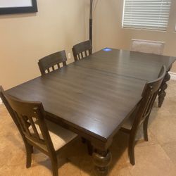 Like New Dining Table with 5 Chairs – Extension Leaf – $240 OBO