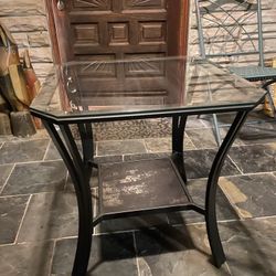 Glass And Metal End Table