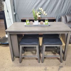 Space Saver Counter Height Dining Set With 4 Stools (New)