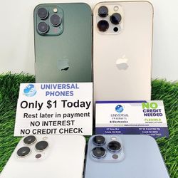 Apple Iphone 13 Pro Max 128gb Unlocked FREE Smartwach/ Headphones. Pay $1 Today Rest in payments. NO CREDIT NEEDED FINANCING 