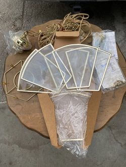 Vintage Ceiling Hanging Lamp Glass Fixture Housing Floral Design Glass Shield