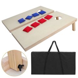 New 3ft X 2 ft Backyard Cornhole Bean Bag Toss Game Set Solid Wood W/Carrying Case