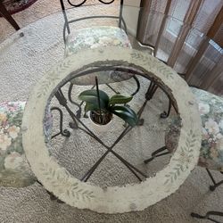 Floral/Glass Dining Set 48”