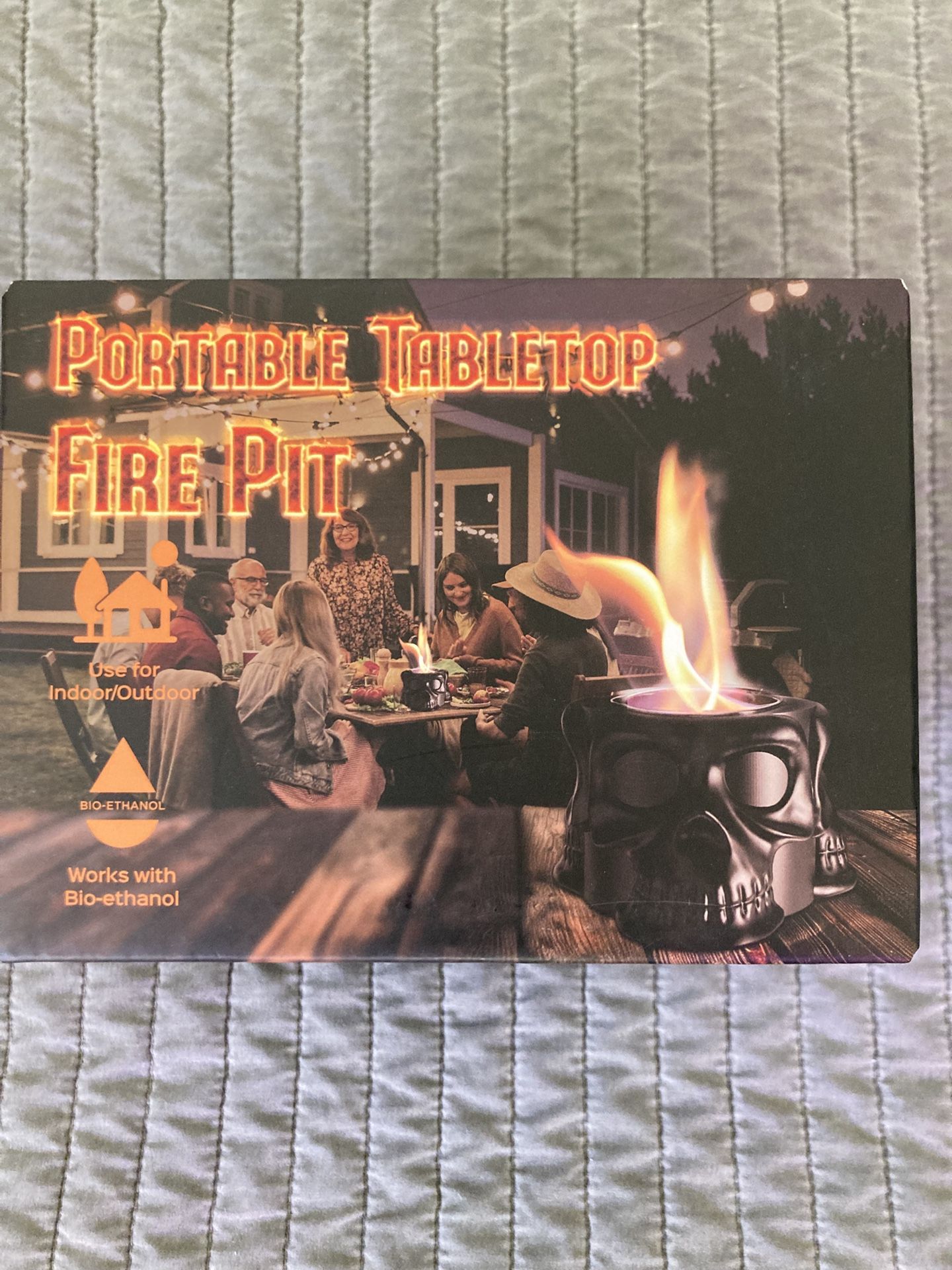 Black Skull Tabletop Fire Pit