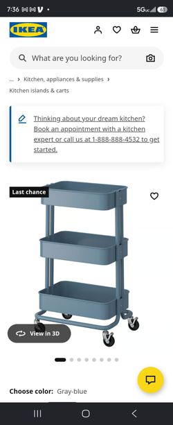 Ikea RÅSKOG
Utility cart, gray-blue, 13 3/4x17 3/4x30 3/8 "