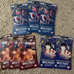 Brand New English Retail Packs of One Piece OP-01 Romance Dawn, OP-02 Paramount War, and OP-03 Pillars of Strength Booster Packs
