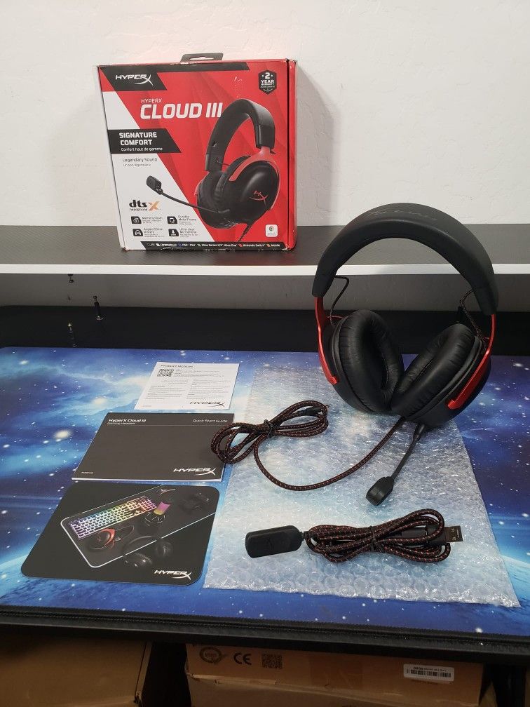 New HyperX Cloud III – Wired Gaming Headset, PC, PS5, Xbox Series X|S, Angled 53mm Drivers, DTS Spatial Audio, Memory Foam, Durable Frame, Ultra-Clear