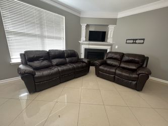 Genuine Leather Reclinable Sofa & Loveseat (Delivery Available)