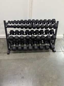 NEW in Boxes 5-75 lbs Dumbbells Set w/ Rack Included, 1200 lbs Total Dumbbell Weight Set Home Gym