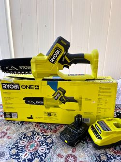 Ryobi ONE+18 V 6" Cordless Battery Compact Pruning Mini Chainsaw Kit (1)2.0 Ah Battery and Charger