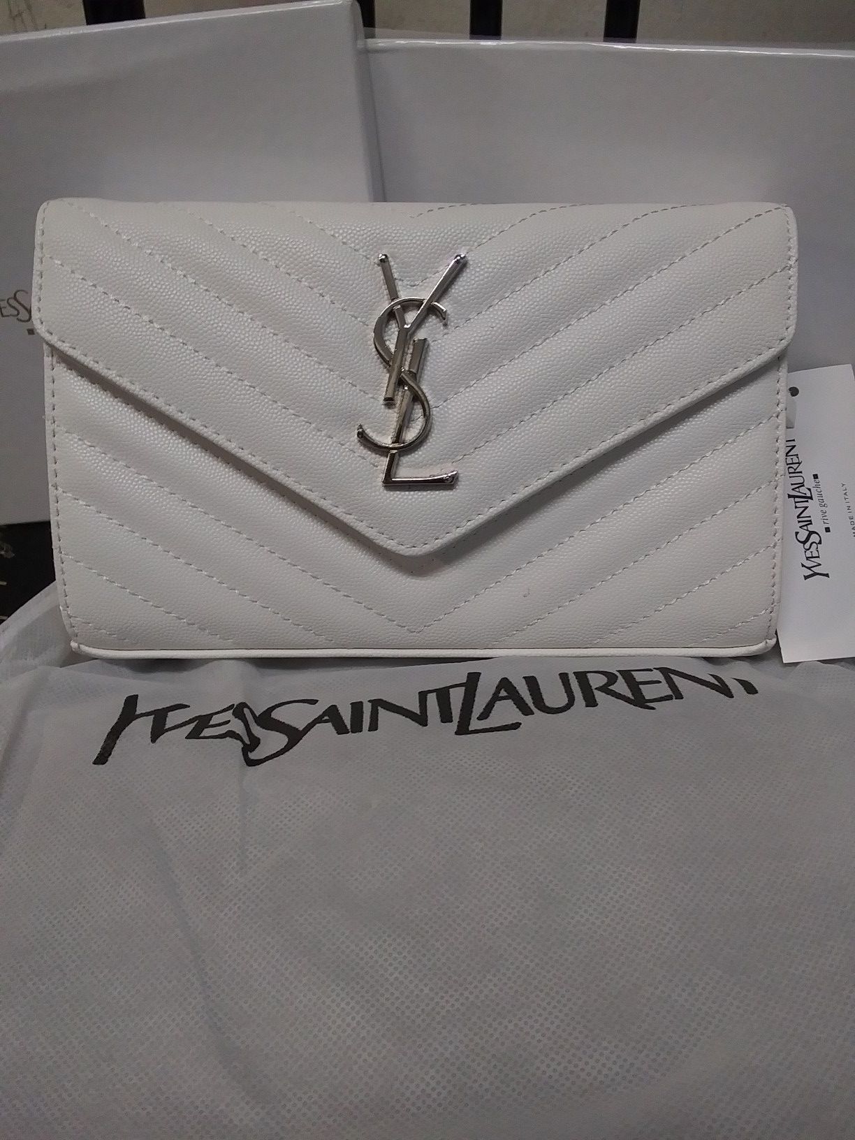 White ysl crossbody/clutch