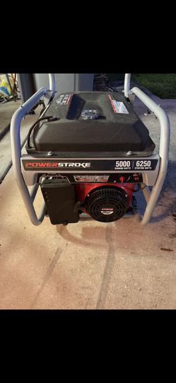 PowerStroke 5000-watt portable generator. Running Watts: 5000 Starting Watts: 6250 Engine: Reliable 389cc engine Run Time: Up to 10 hours at 50% load