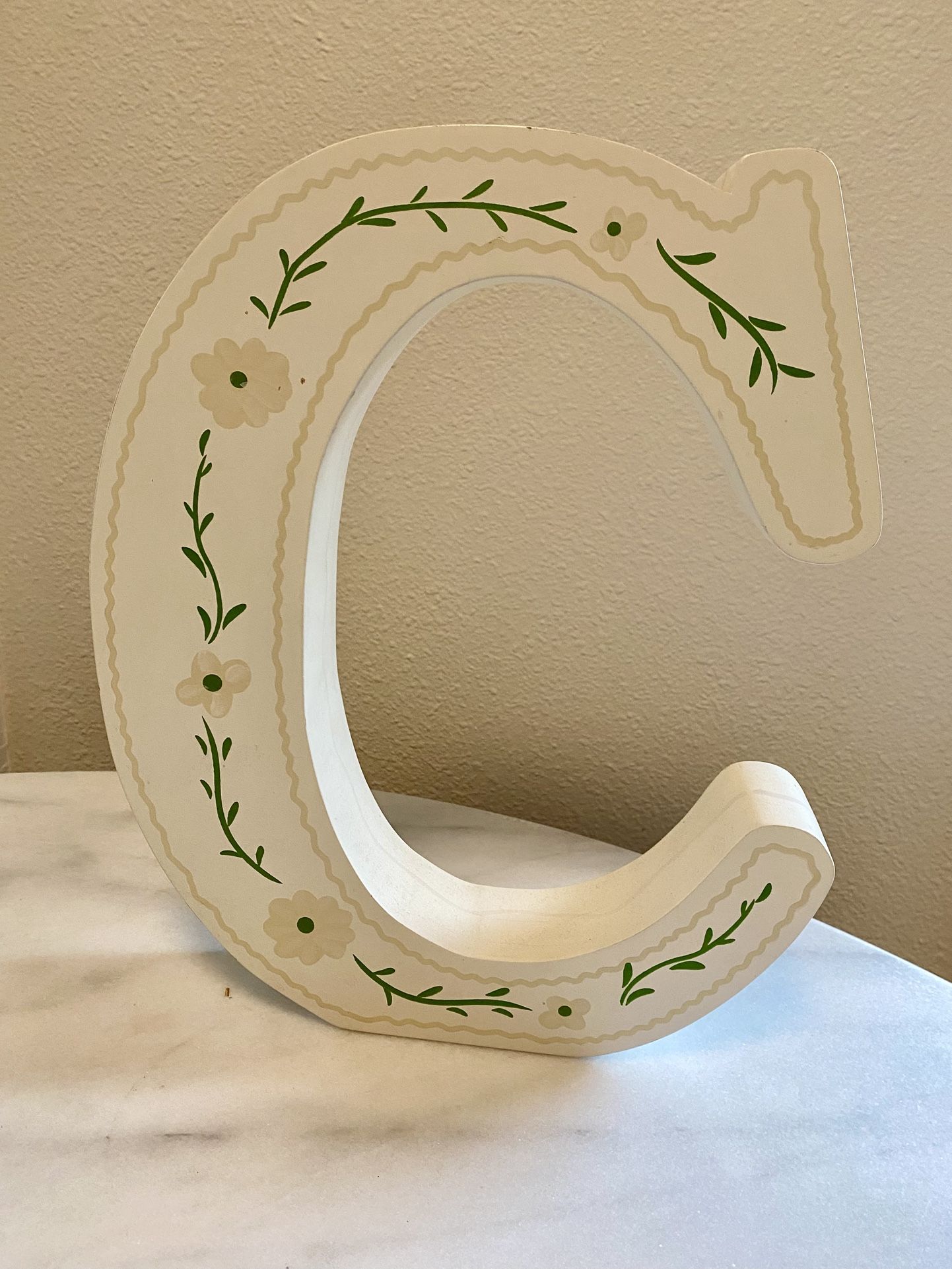 Large Wooden "C" with Flower Trim