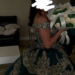 Emerald green quince dress/ sweet 16