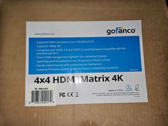 Gofanco 4x4 HDMI Matrix Switch (Model: Matrix44v2).