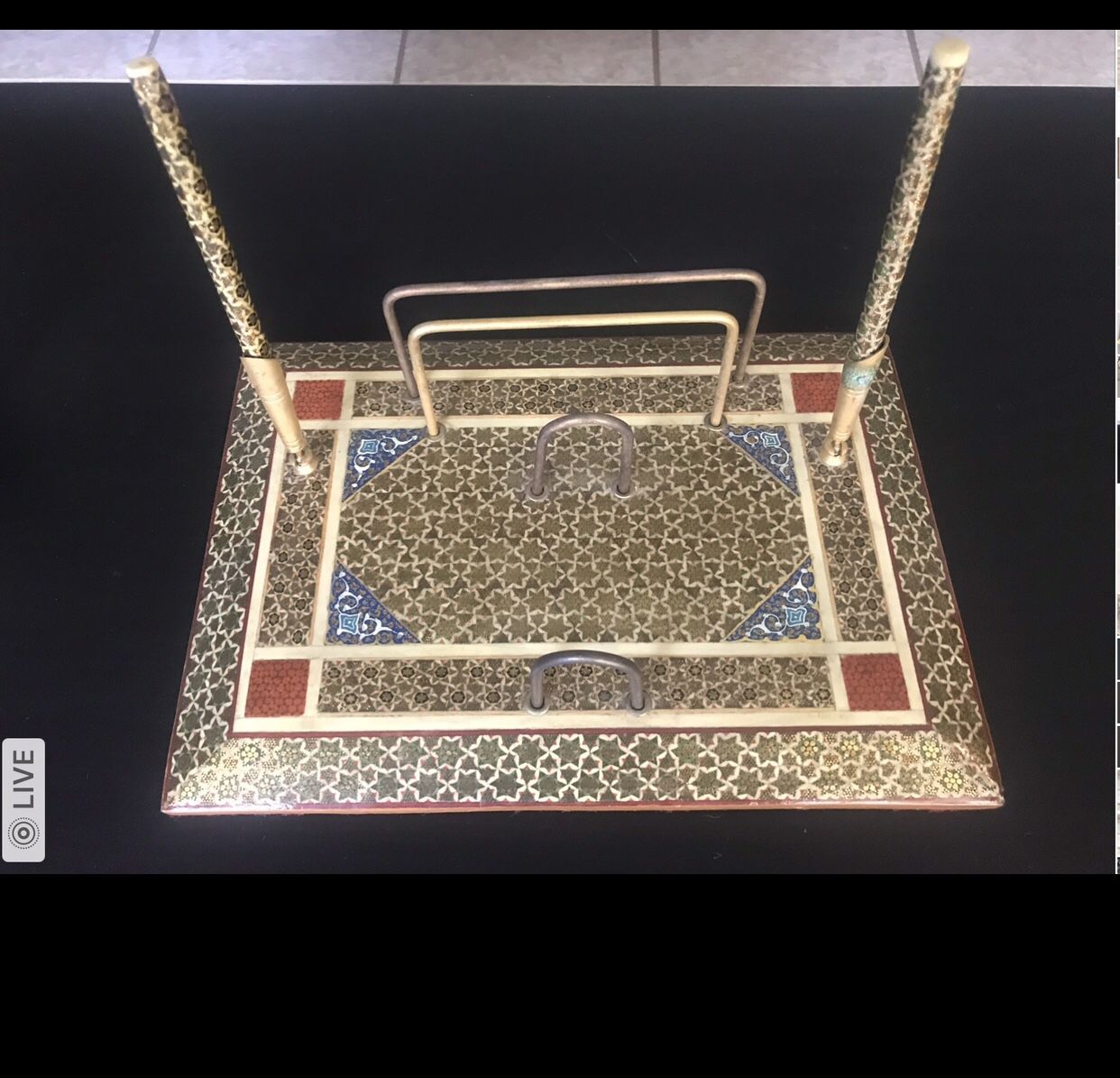 Vintage Persian Inlaid Katam Desk Set Pens